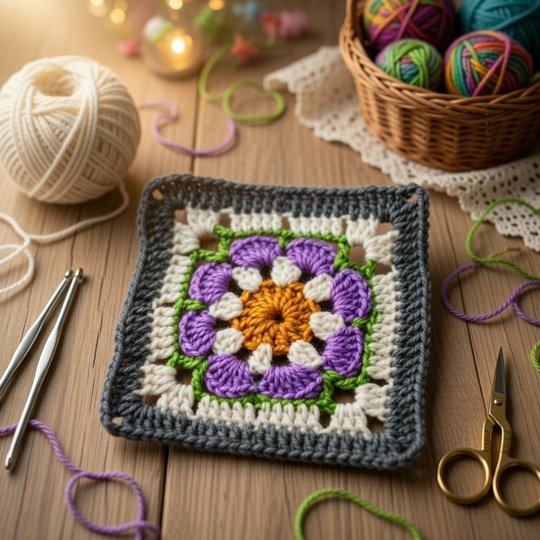 Crochet Square Motif PDF + Video Tutorial (English Only)