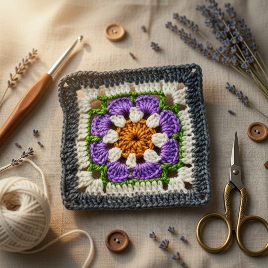 Crochet Square Motif PDF + Video Tutorial (English Only)