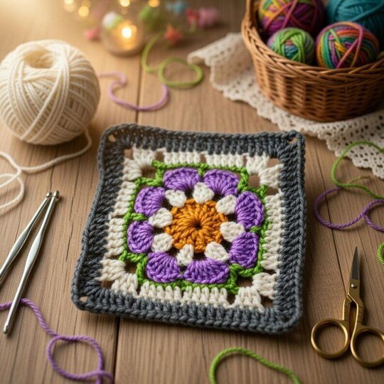 Crochet Square Motif PDF + Video Tutorial (English Only)