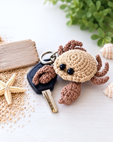 Crab Crochet Pattern & Video. Mini Amigurumi Keychain