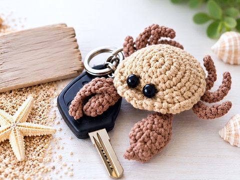 Crab Crochet Pattern & Video. Mini Amigurumi Keychain