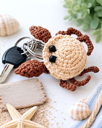 Crab Crochet Pattern & Video. Mini Amigurumi Keychain