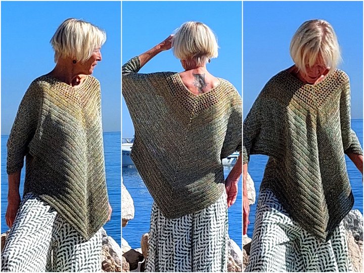 "Happy Tunika" mit Zacken, alle Größen, von oben nach unten gehäkelt