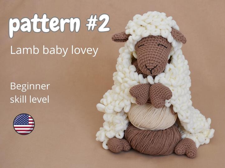 Crochet pattern bundle Baby sneakers and lamb plush lovey, newborn gift S2
