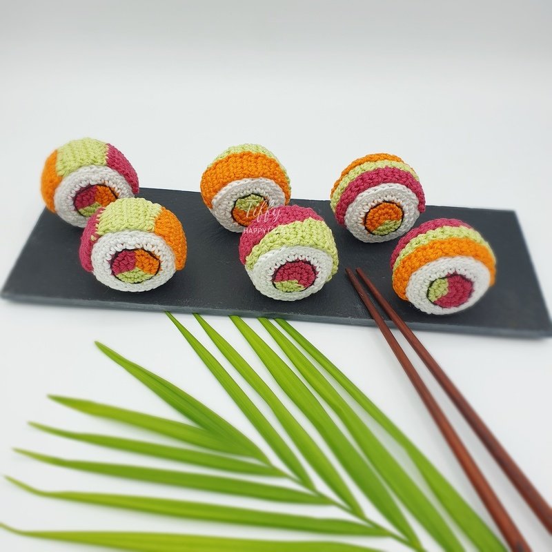 Rainbow Sushi – Crochet Pattern for Kids' Kitchen & Play Store - Image 3