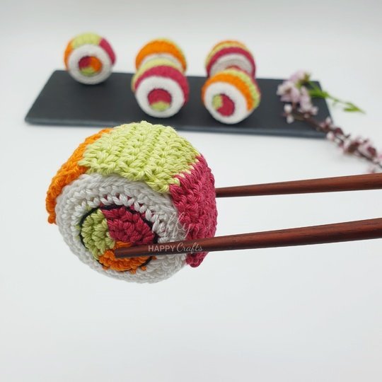 Rainbow Sushi – Häkelanleitung für Kinderküche & Kaufladen