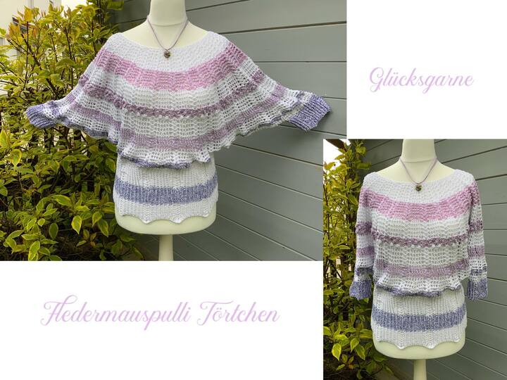 Häkelanleitung Fledermauspulli Törtchen