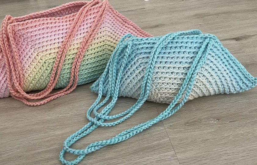 1-Bobbel-Muschel-Häkeltasche "Strandverliebt"