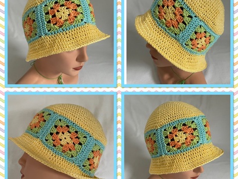 Häkelanleitung für einen vielseitigen Sommerhut mit Granny Squares