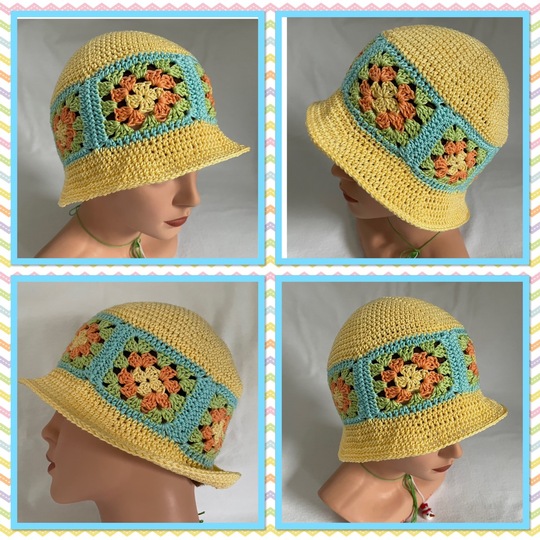 Häkelanleitung für einen vielseitigen Sommerhut mit Granny Squares