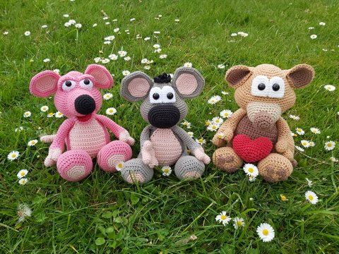 Mäusebande Set Häkelanleitungen - Drei Anleitungen ein Preis