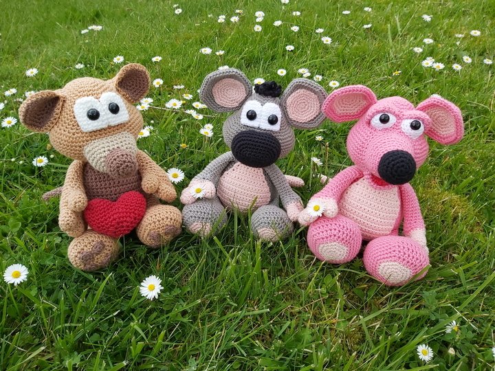 Mäusebande Set Häkelanleitungen - Drei Anleitungen ein Preis