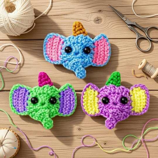Crochet Elephant Hair Clip PDF + Video (English) – nontycrochet