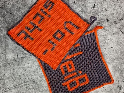 Häkelanleitung Topflappen vorsicht heiß