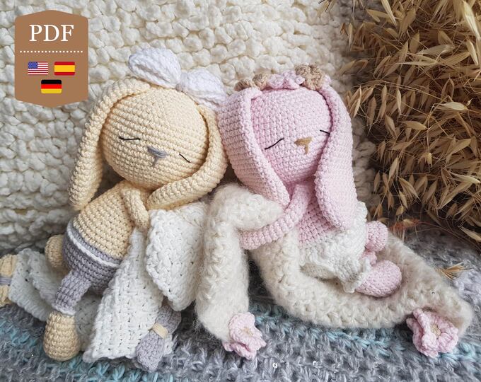 Crochet Pattern, Amigurumi Bunnies with blanket