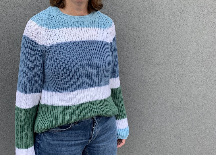 Strickanleitung Pullover Eila Größe 36 – 46, Damen