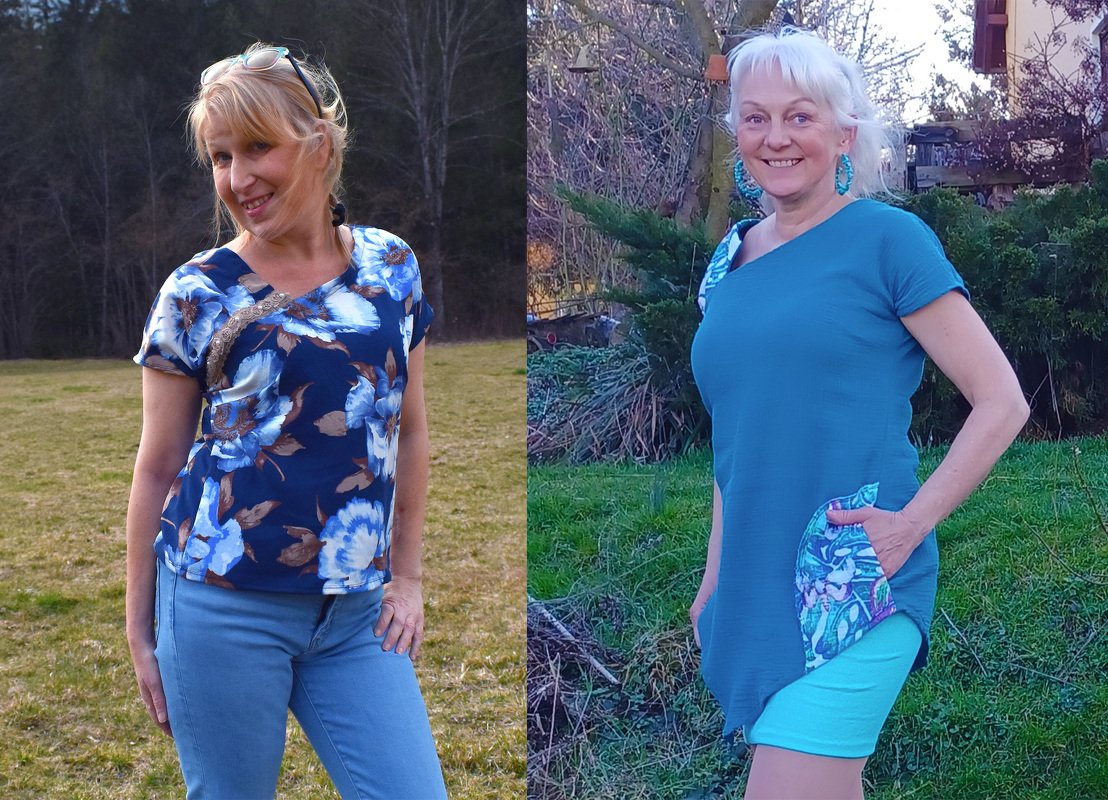 Ayana tailored asymmetrical blouse pattern in sizes 32 - 54.