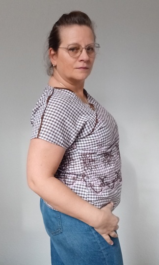 Ayana tailored asymmetrical blouse pattern in sizes 32 - 54.