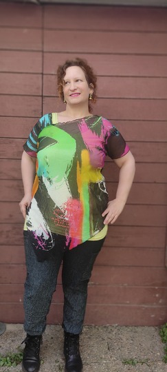 Ayana tailored asymmetrical blouse pattern in sizes 32 - 54.