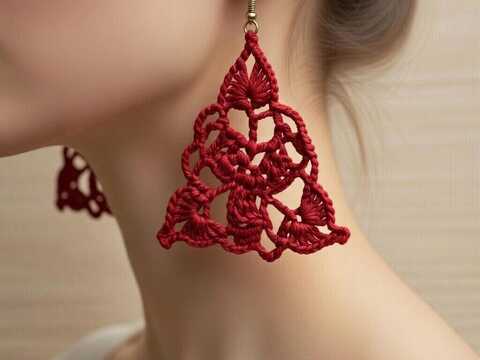 Crochet Triangle Earrings Pattern + Video Tutorial English Only
