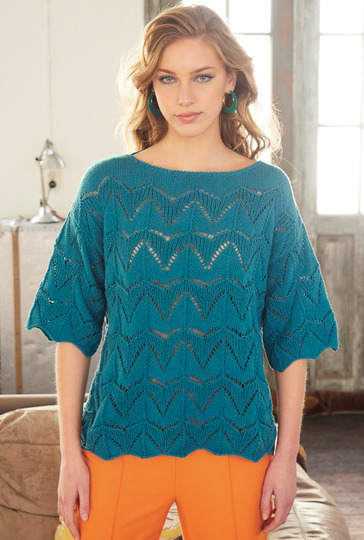 Pulli mit Zackenmuster in Petrol