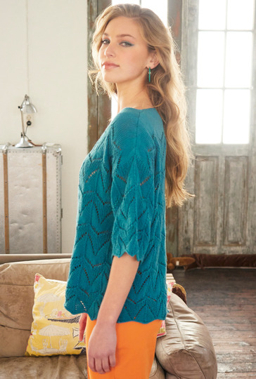 Pulli mit Zackenmuster in Petrol