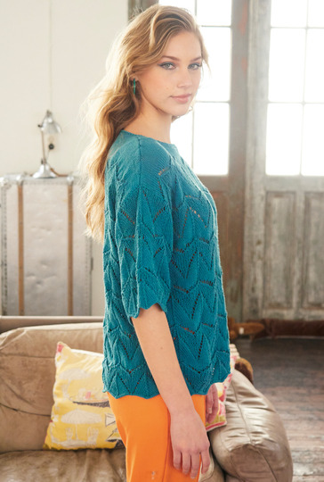 Pulli mit Zackenmuster in Petrol