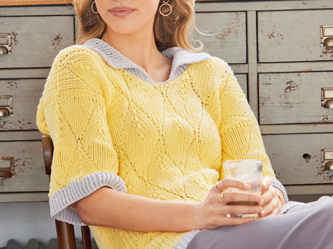 Longpullover mit halblangen Ärmeln mit Rautenmuster