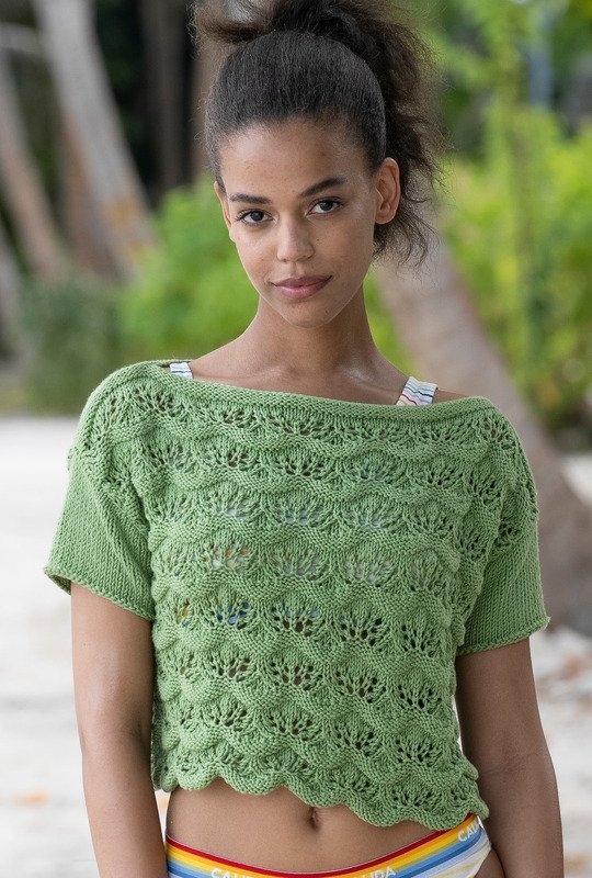 Crop-Shirt mit dreidimensionalem Wellenmuster - Bild 4