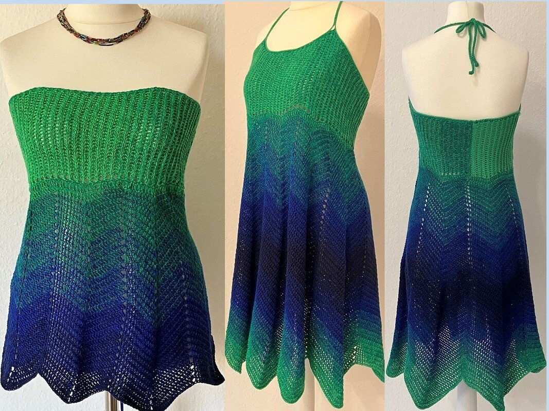 Schulterfreies Bobbelkleid für klein und groß - Häkelanleitung