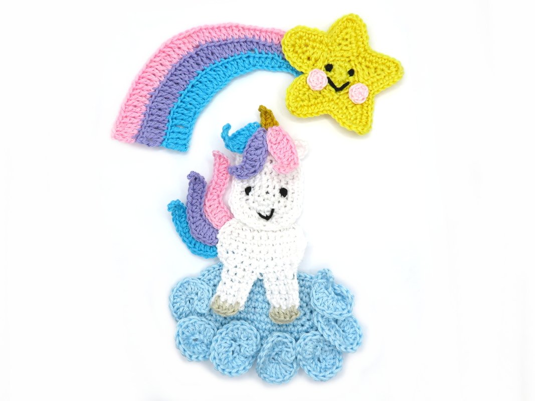 Unicorn set crochet pattern applique