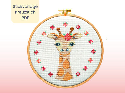 Stickanleitung "Giraffe" Stickbild im Kreuzstich