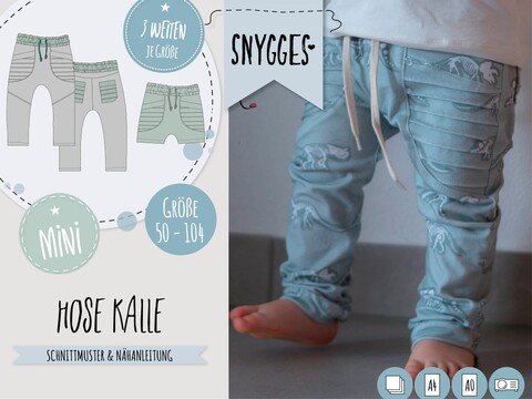 Hose "KALLE MINI" (50-104 je 3 Weiten) - Schnittmuster und Anleitung