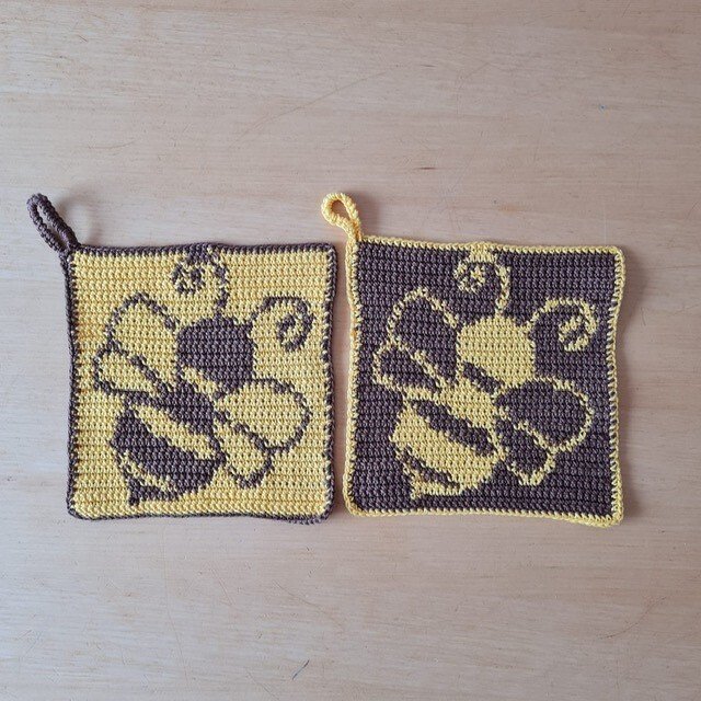 Häkelanleitung Topflappen Biene