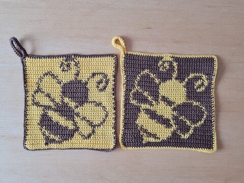 Häkelanleitung Topflappen Biene