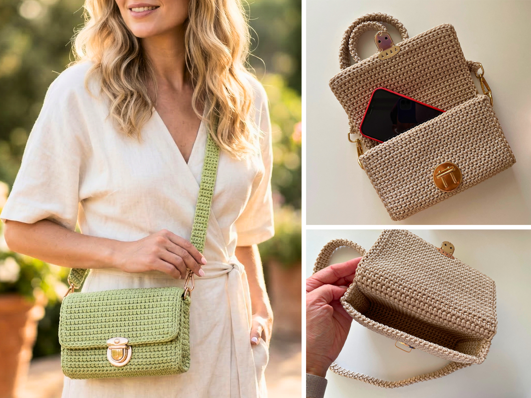 Häkelanleitung Crossbody Tasche kleine Schultertasche häkeln Mini Bag PDF
