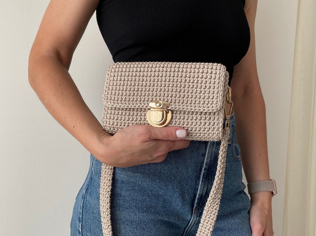 Crochet crossbody bag pattern woman tote bag aesthetic baguette clutch BAG3 - Image 5