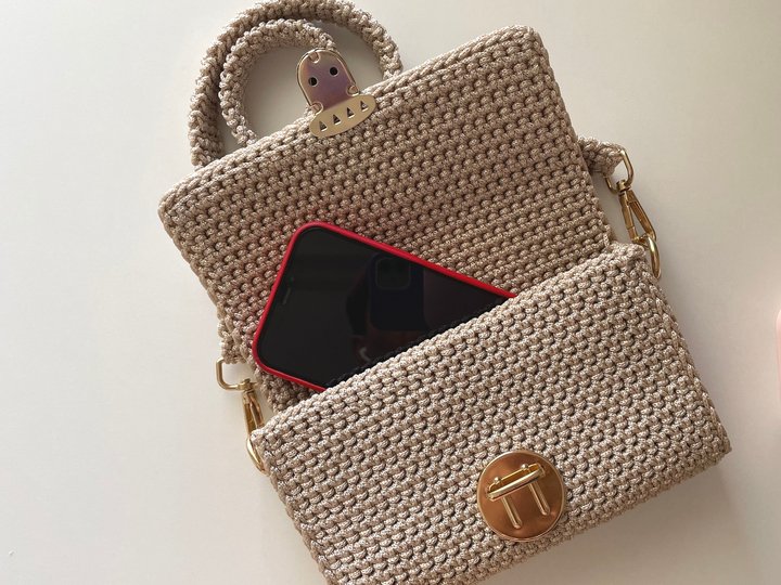 Crochet crossbody bag pattern woman tote bag aesthetic baguette clutch BAG3