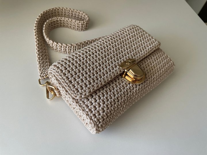 Crochet crossbody bag pattern woman tote bag aesthetic baguette clutch BAG3