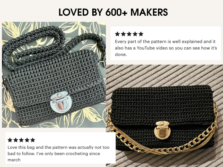 Crochet crossbody bag pattern woman tote bag aesthetic baguette clutch BAG3