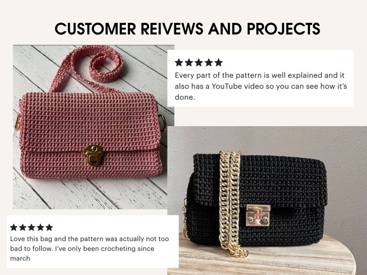 Crochet crossbody bag pattern woman tote bag aesthetic baguette clutch BAG3