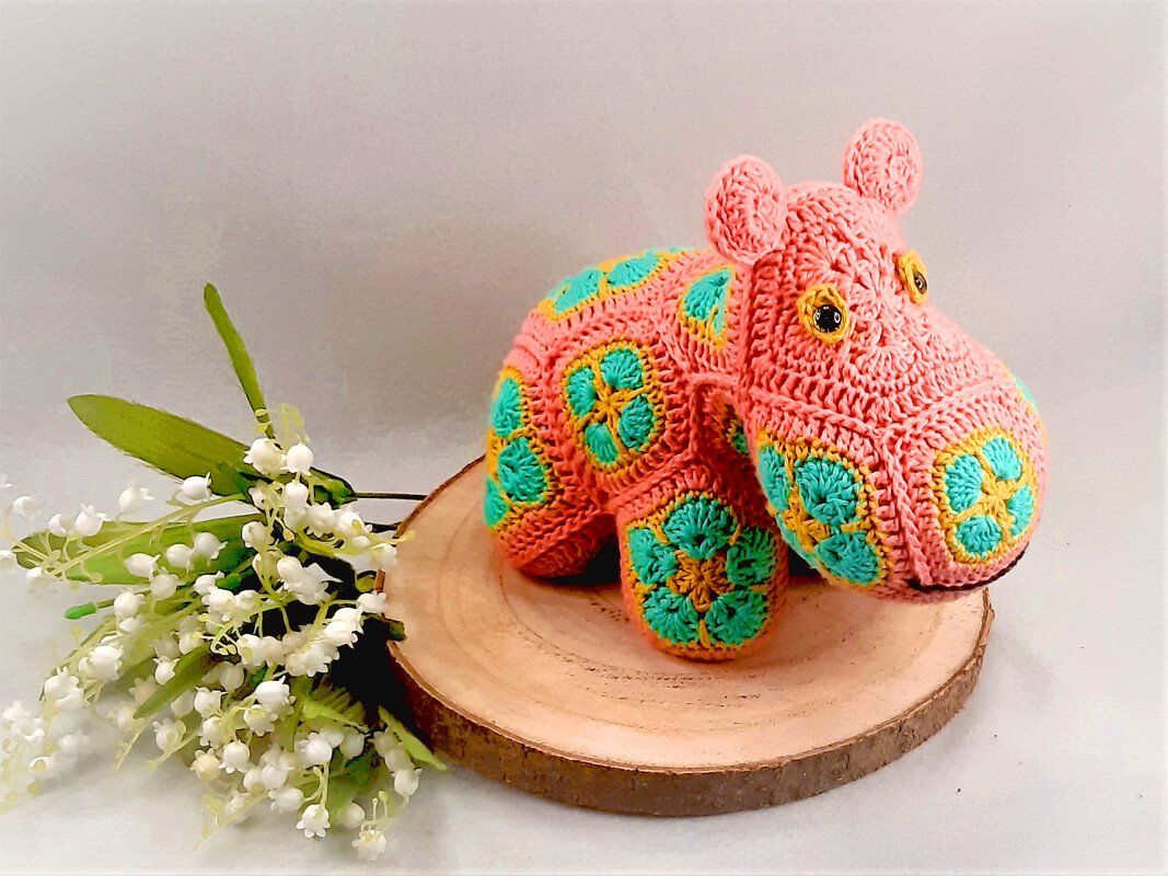 Nina The Baby - Hippopotamus with African Flowers crochet pattern PDF DYN - Image 4