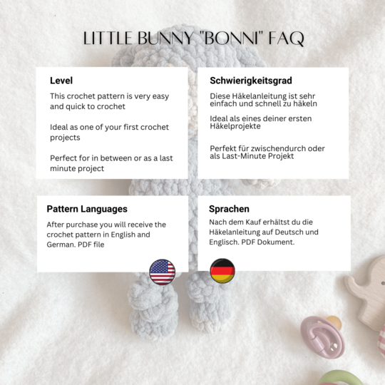 Häschen Häkelanleitung. Hase Schmusetier für Babys und Kleinkinder