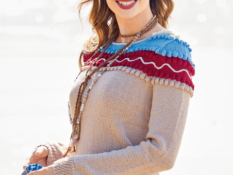 Pulli mit Noppen-Streifenpasse