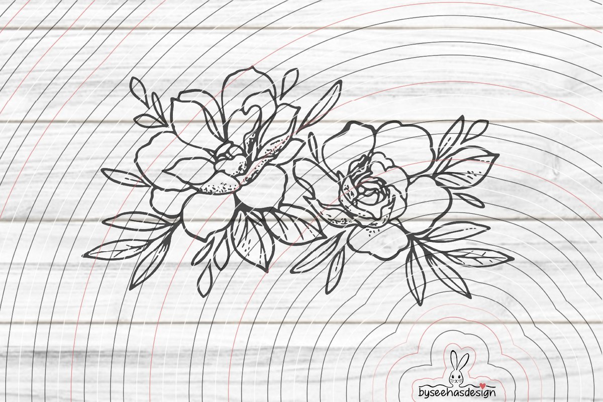 Zwei Blumen Plotterdatei SVG DXF