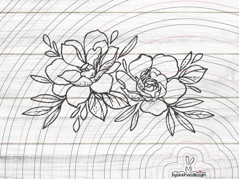 Zwei Blumen Plotterdatei SVG DXF
