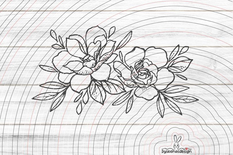 Zwei Blumen Plotterdatei SVG DXF