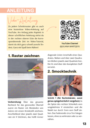 Schnittmuster Sommertop, gesmocktes Oberteil nähen, Smocking, XS-XXXL