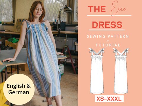 Sommerkleid Schnittmuster, Kleid nähen, Midikleid, Babydoll, Lockeres Kleid