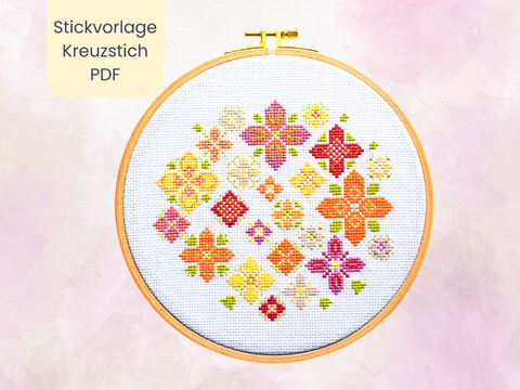 Stickvorlage "Blumenmix" im Kreuzstich